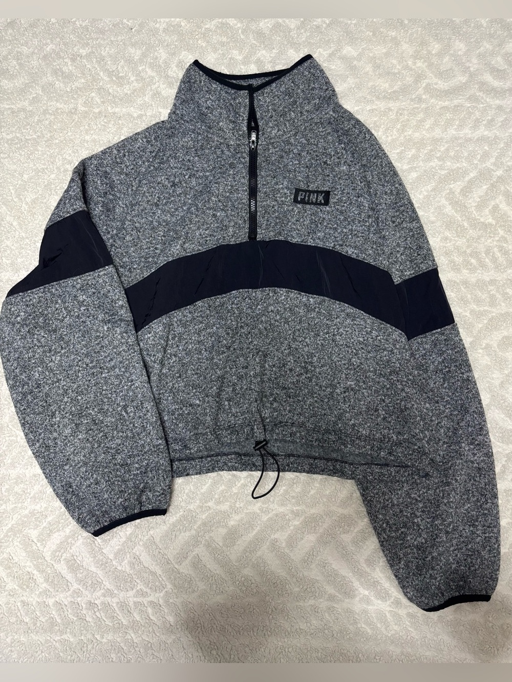 PINK Victoria's Half Zip Crop Hoodie